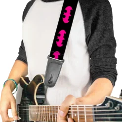 Guitar Strap - Batman Signal Black/Fuchsia