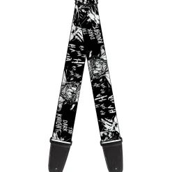 Guitar Strap - Batman THE DARK KNIGHT and Joker Smiling Sketch Close-Ups Black/White