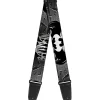 Guitar Strap - BATMAN w Bat Signals & Flying Bats Black White