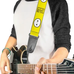 Guitar Strap - BAYMAX Hanko Face Yellow Black White