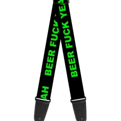 Guitar Strap - BEER FUCK YEAH Black/Neon Green