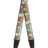 Guitar Strap - Block Penguins Tan