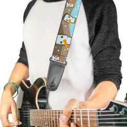 Guitar Strap - Block Penguins Tan
