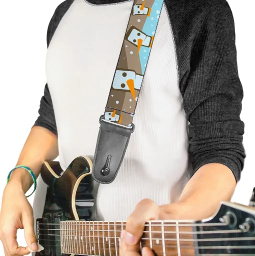 Guitar Strap - Block Penguins Tan