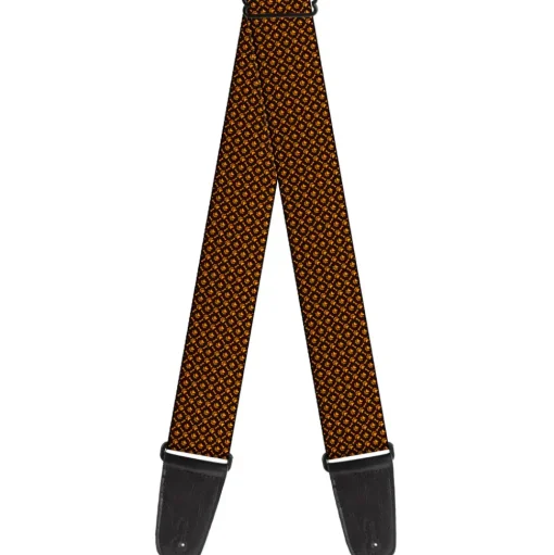 Guitar Strap - Bone & Paw Monogram Brown Orange