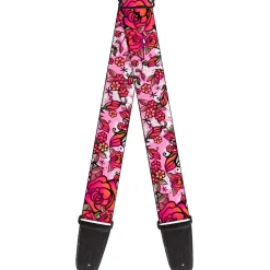 Guitar Strap - Born to Blossom CLOSE-UP White