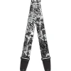 Guitar Strap - Born to Blossom Black White