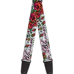 Guitar Strap - Born to Blossom White