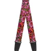 Guitar Strap - Born to Blossom CLOSE-UP Pink