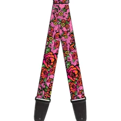 Guitar Strap - Born to Blossom CLOSE-UP Pink