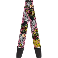Guitar Strap - Born to Raise Hell CLOSE-UP Pink