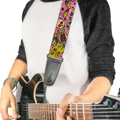 Guitar Strap - Born to Raise Hell CLOSE-UP Pink