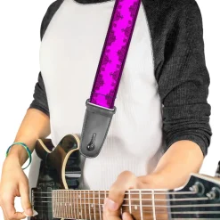 Guitar Strap - Boudoir Wallpaper Fuchsia Black