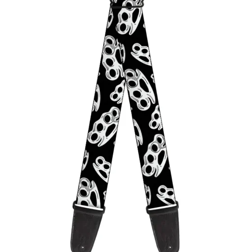 Guitar Strap - Brass Knuckles Black/White