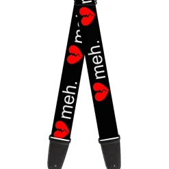 Guitar Strap - Broken Heart MEH Black Red White