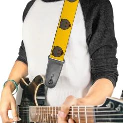 Guitar Strap - Brown Bear Repeat Yellow