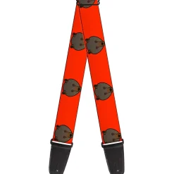 Guitar Strap - Brown Bear Repeat Orange