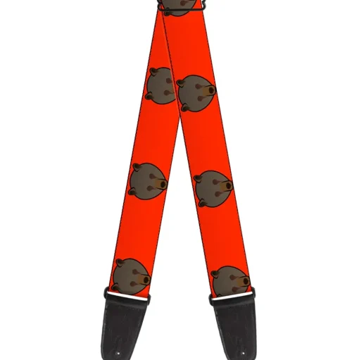 Guitar Strap - Brown Bear Repeat Orange