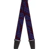 Guitar Strap - Buffalo Plaid Abstract White Black Turquoise