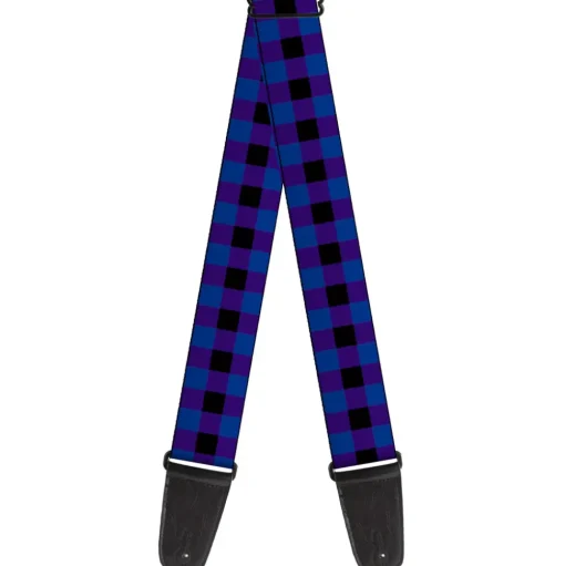 Guitar Strap - Buffalo Plaid Black Blue