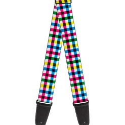 Guitar Strap - Buffalo Plaid White Multi Color