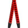 Guitar Strap - Buffalo Plaid Black Red