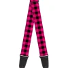 Guitar Strap - Buffalo Plaid Black Fuchsia