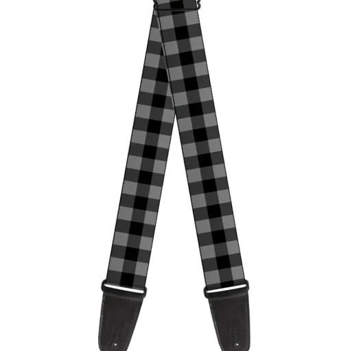 Guitar Strap - Buffalo Plaid Black Gray