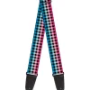 Guitar Strap - Buffalo Plaid Turquoise Fuchsia Fade