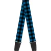 Guitar Strap - Buffalo Plaid Black Turquoise