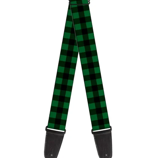 Guitar Strap - Buffalo Plaid Black Green