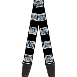 Guitar Strap - BUILT FORD TOUGH Logo2 Black White Blue
