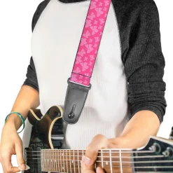 Guitar Strap - Butterflies Pink