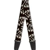 Guitar Strap - Butterfly Garden Black White