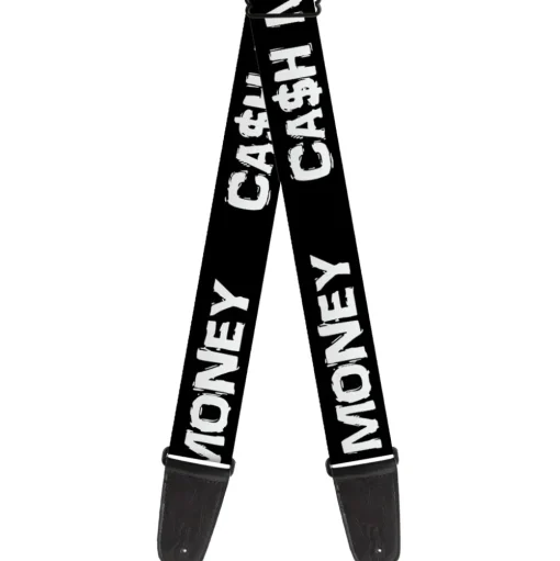 Guitar Strap - CA$H MONEY Black White
