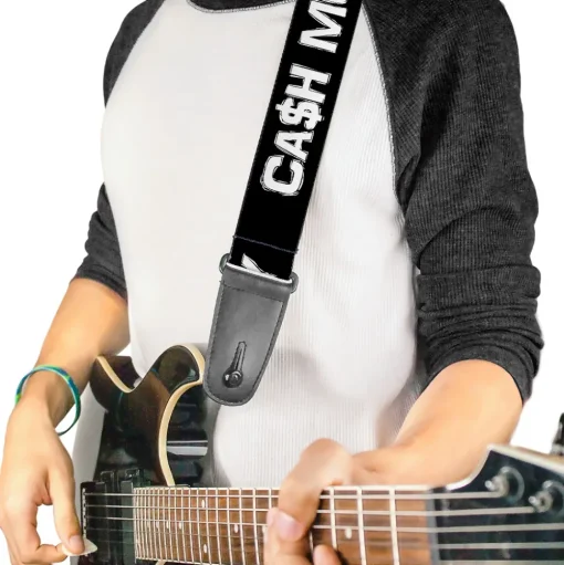 Guitar Strap - CA$H MONEY Black White