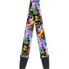 Guitar Strap - Cali Bear CALI Graffiti Pot Leaves Black Multi Color