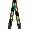 Guitar Strap - Cali Bear Silhouette & Star CALIFORNIA REPUBLIC Green White Brown Black Red