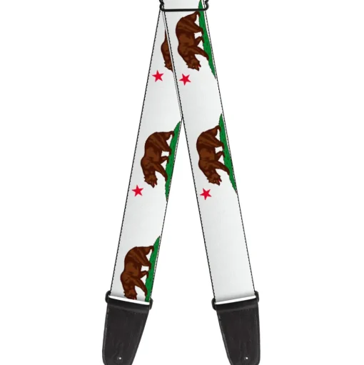 Guitar Strap - Cali Bear White