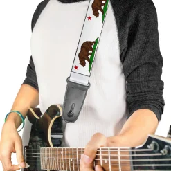 Guitar Strap - Cali Bear White