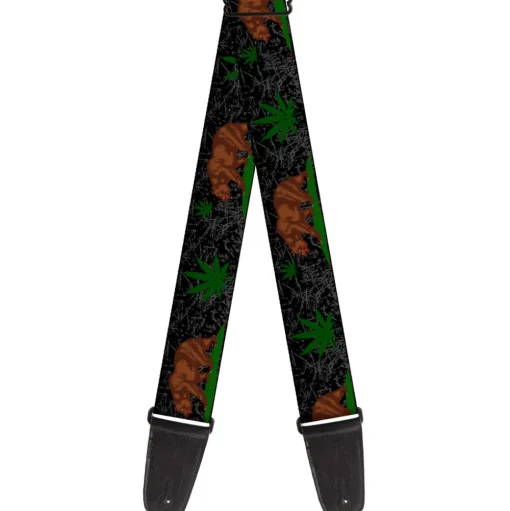 Guitar Strap - Cali Bear/Pot Leaf Black/Gray/Green