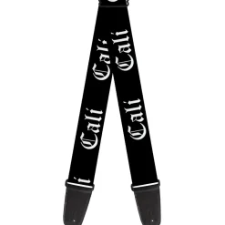 Guitar Strap - CALI Old English Black White