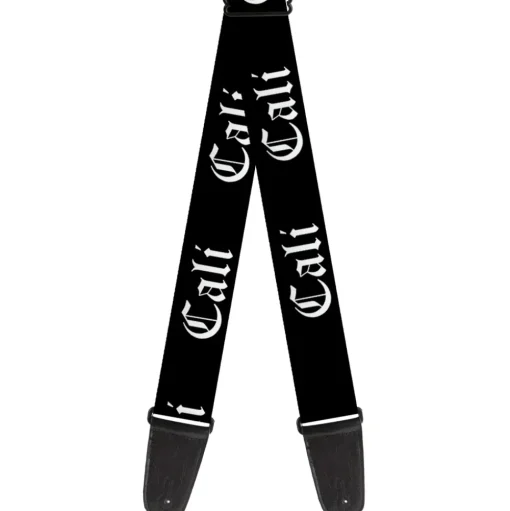 Guitar Strap - CALI Old English Black White