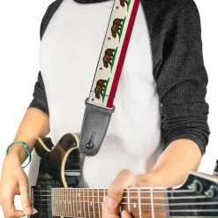 Guitar Strap - California Flag Weathered White