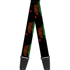 Guitar Strap - California Flag Bear Black