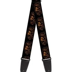 Guitar Strap - California Grizzly Bear Outline Black Brown