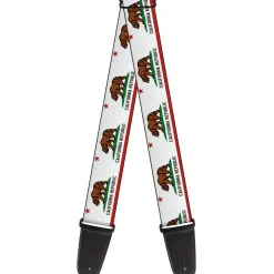 Guitar Strap - California State Flag White