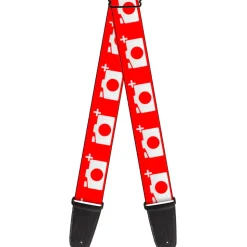 Guitar Strap - Camera Red White