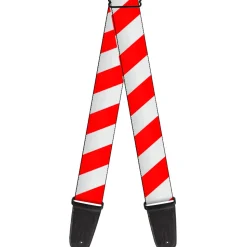 Guitar Strap - Candy Cane2 Stripe White Red