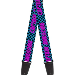 Guitar Strap - CAPTAIN AWESOME Turquoise Checker Fuchsia
